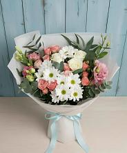 Букет цветов из:  Розы, Лизиантусы и Хризантемы в Мартемьяново