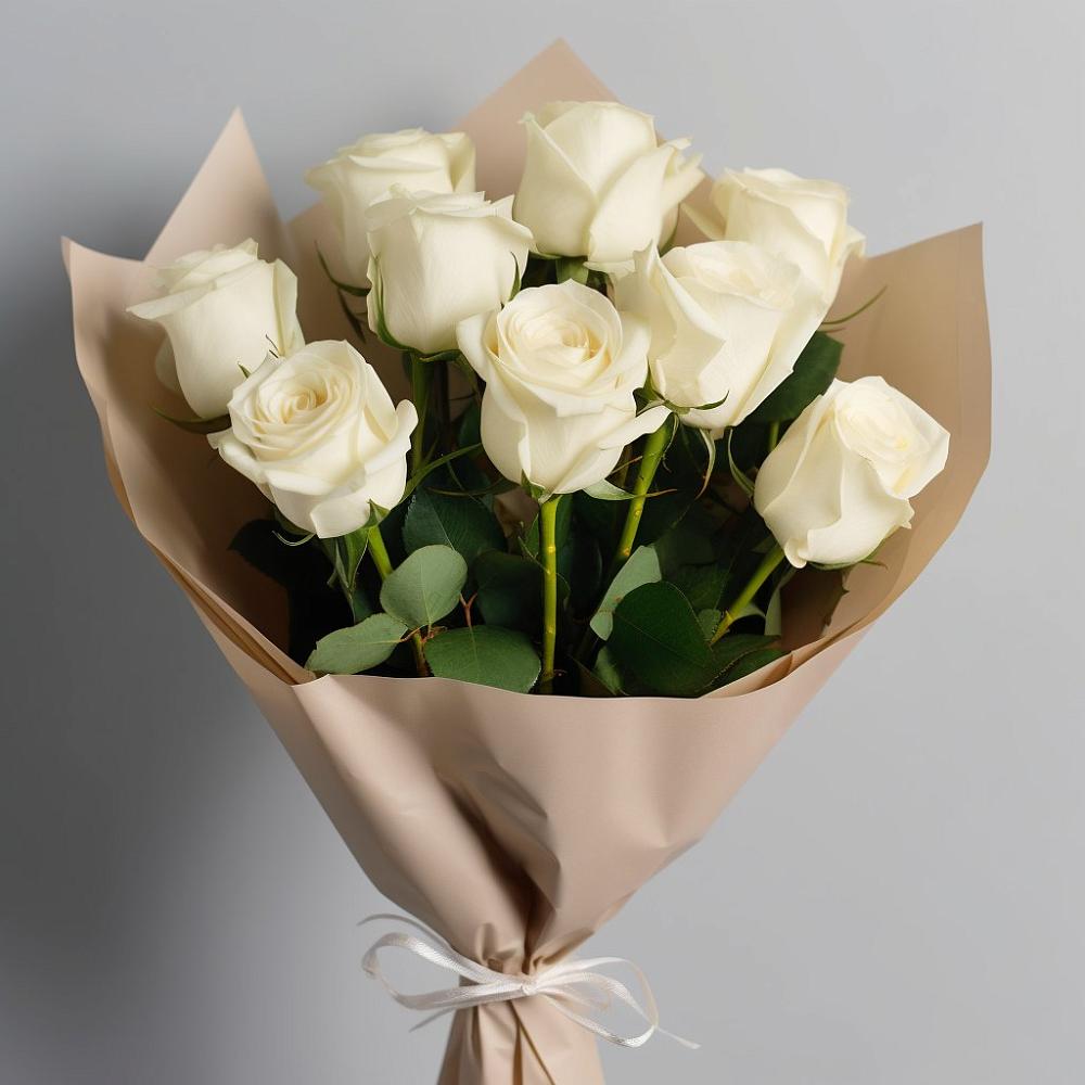 Букет 9 Белых роз Эдлесс Лав в Мартемьяново