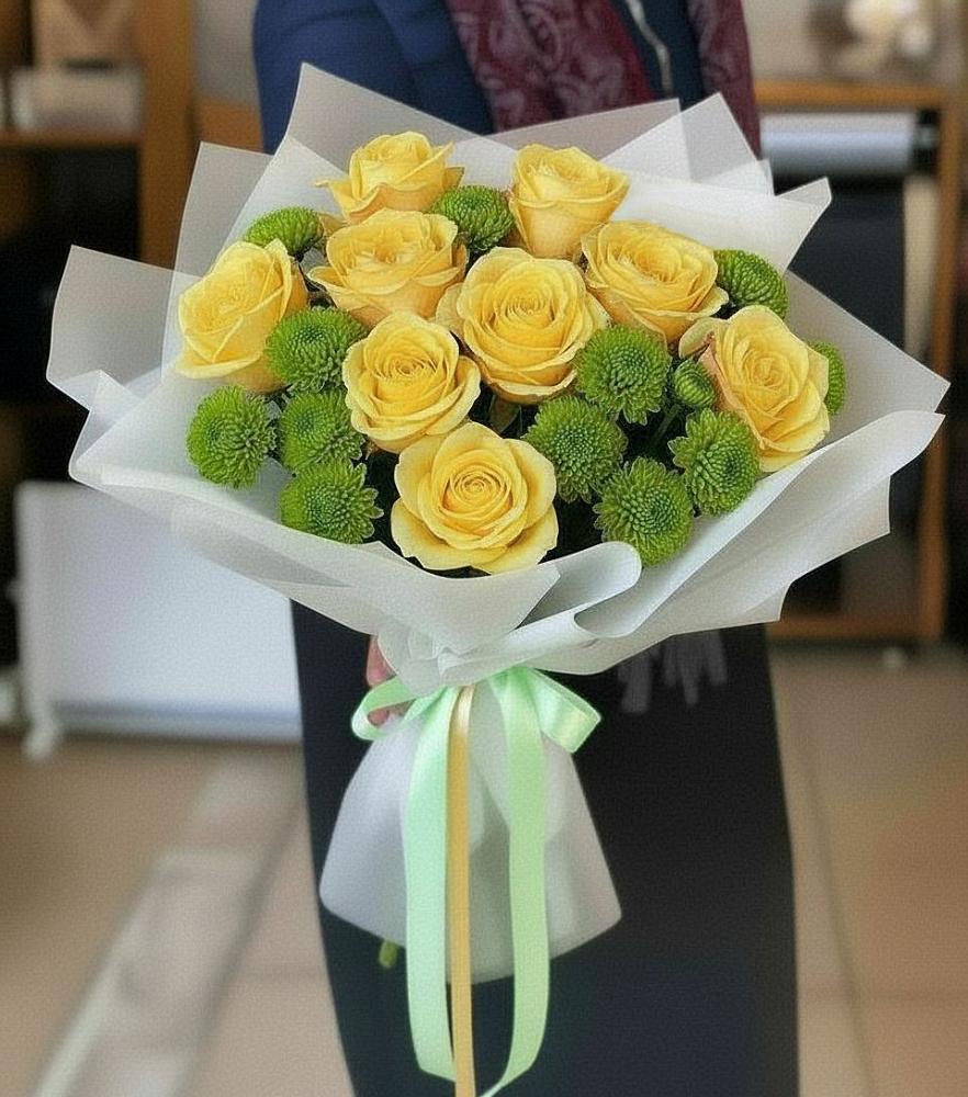 Букет цветов из: Хризантемы и Розы в Мартемьяново