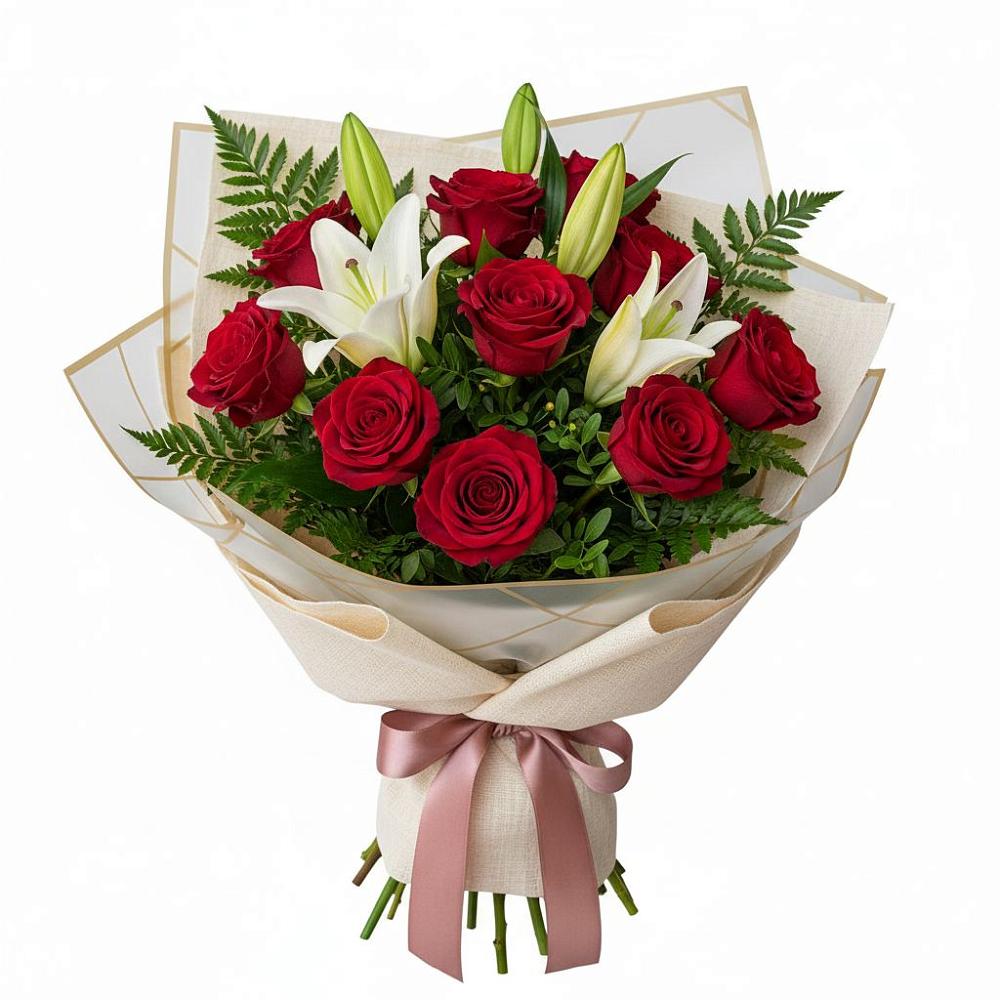 Букет цветов из: Лилии и Розы в Мартемьяново