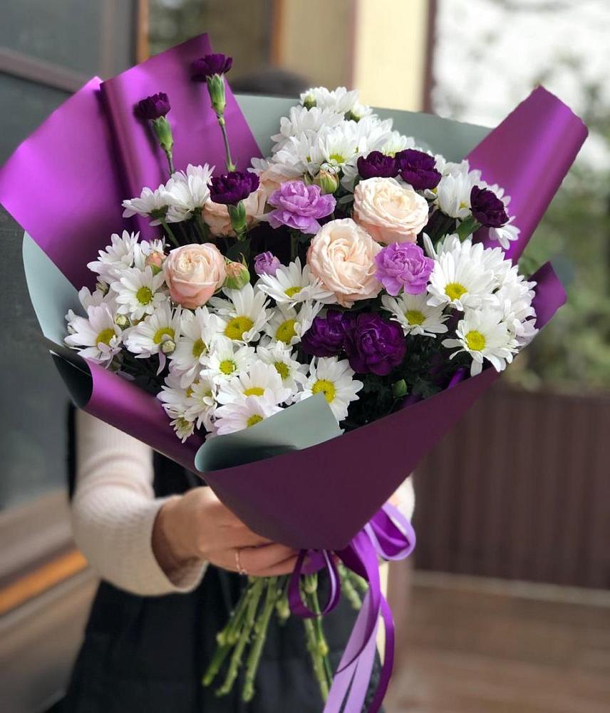 Букет цветов из: Хризантемы, Гвоздики и Розы в Мартемьяново