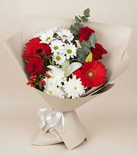 Букет цветов из:  Розы, Хризантемы, Герберы и Лилии #REPLACE_PRED# Мартемьяново
