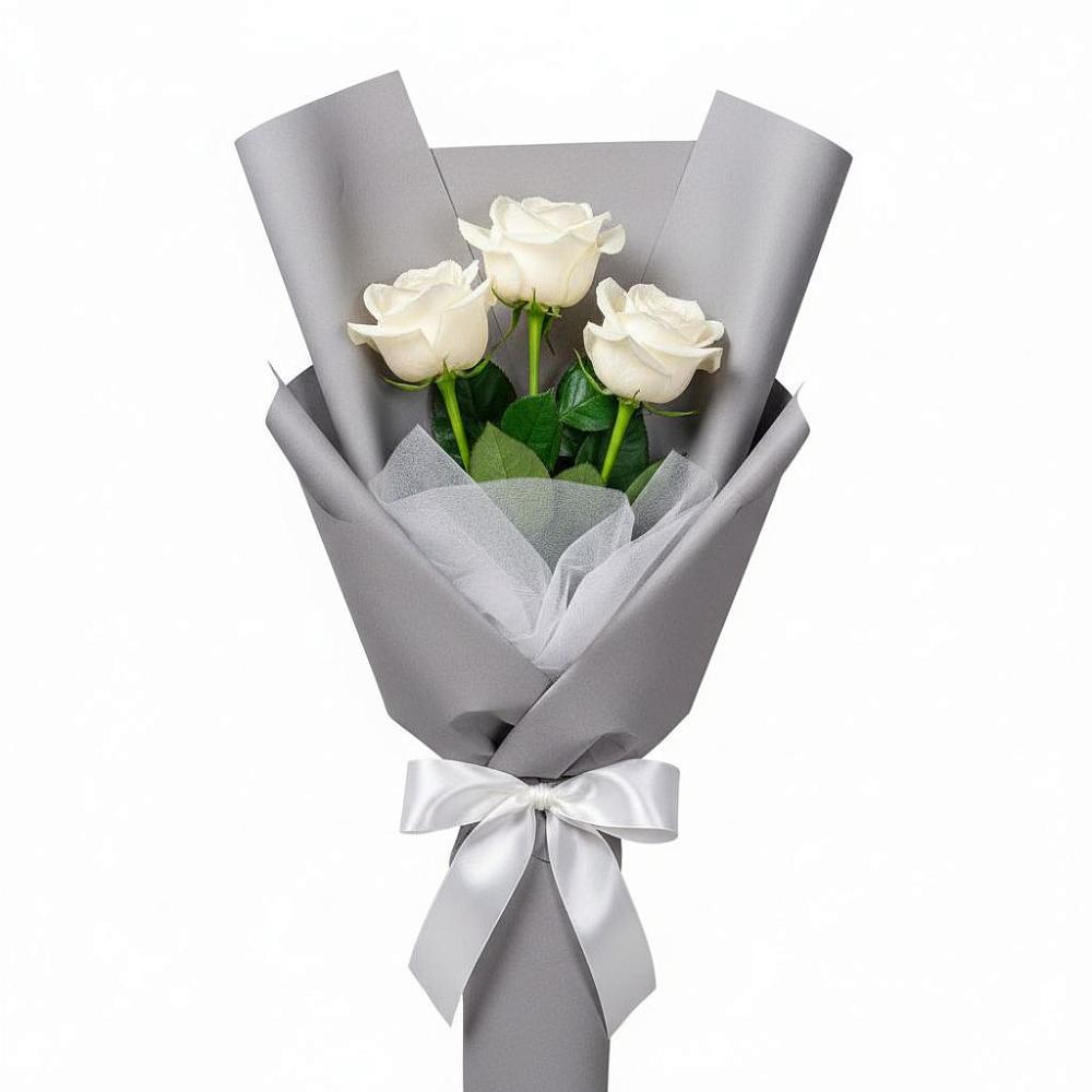 Букет 3 белые розы в Мартемьяново