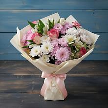 Букет цветов из:  Хризантемы, Альстромерии и Розы в Мартемьяново