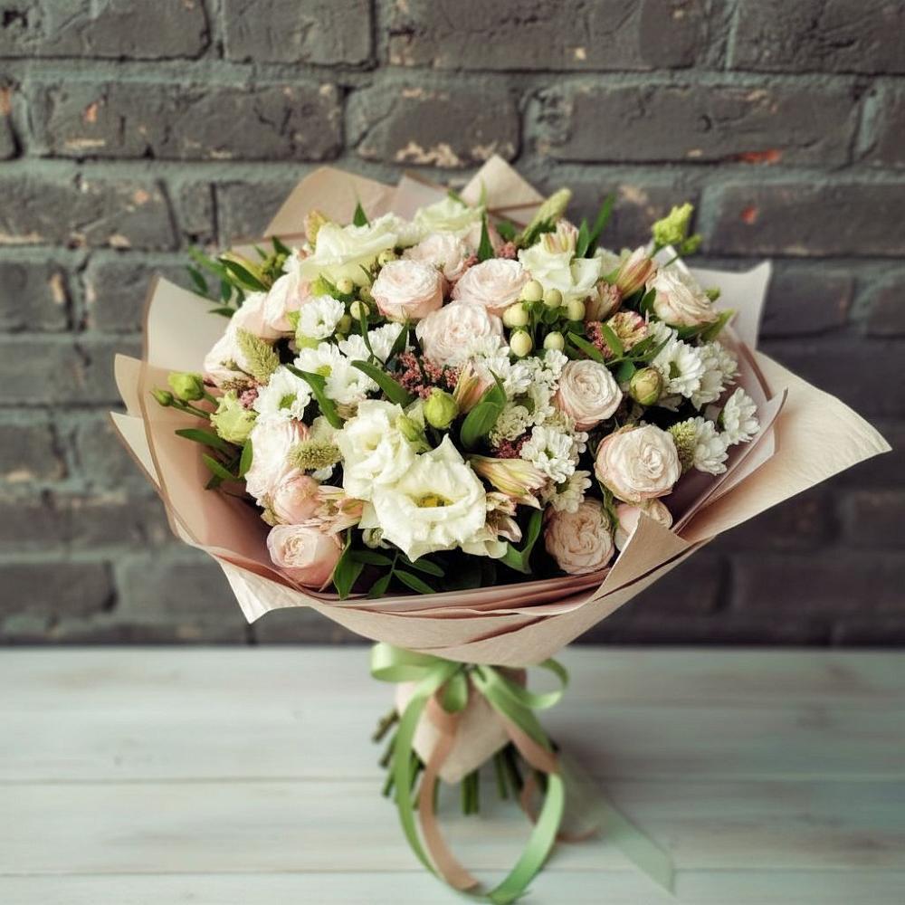 Букет цветов из: Альстромерии, Розы и Хризантемы в Мартемьяново