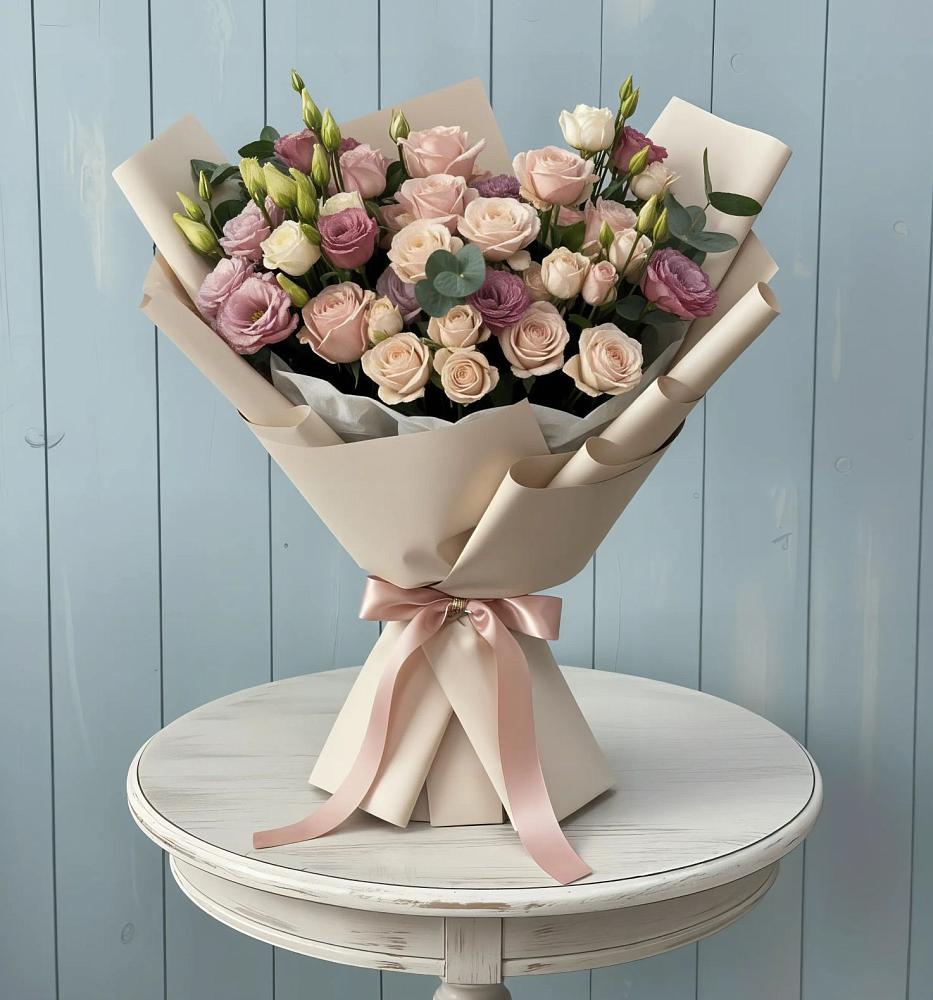 Букет цветов из: Розы и Лизиантусы в Мартемьяново