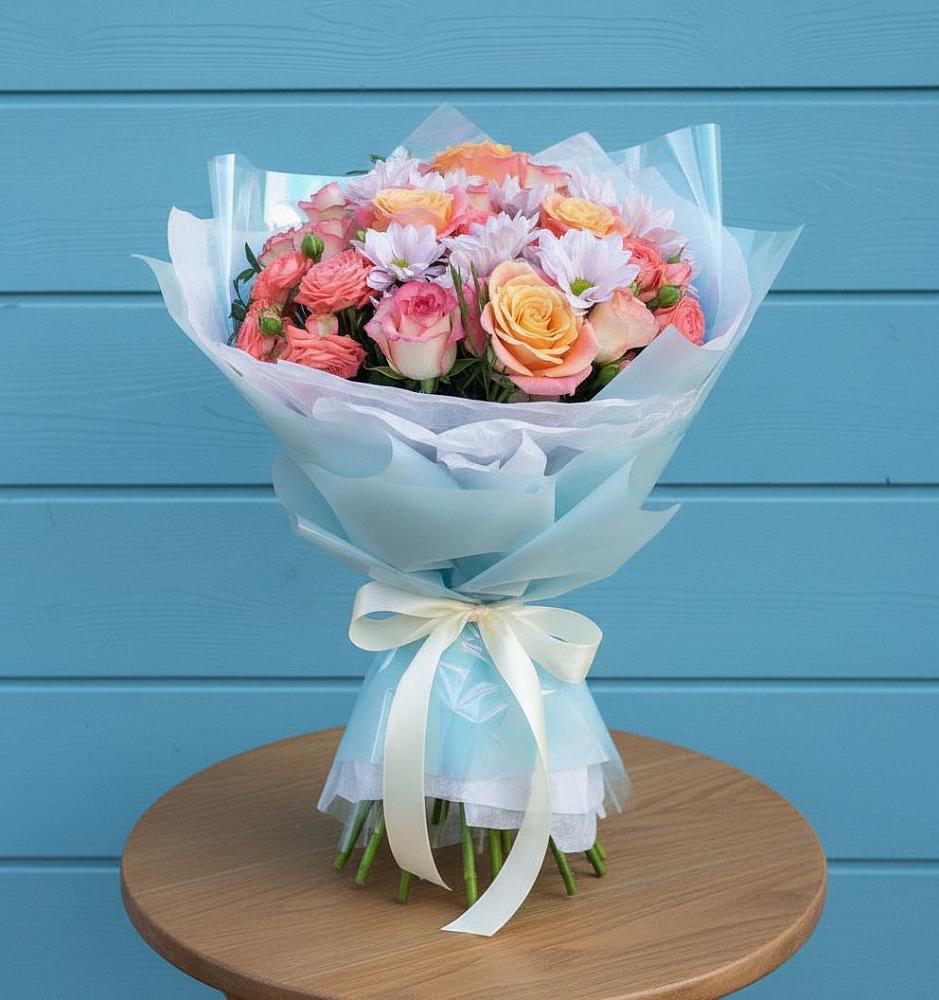 Букет цветов из: Хризантемы и Розы в Мартемьяново