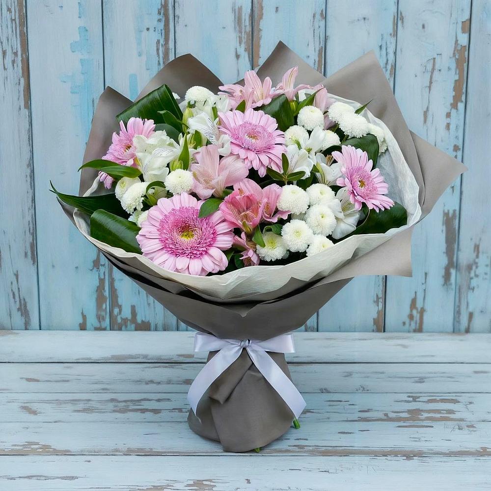 Букет цветов из: Герберы, Альстромерии и Хризантемы в Мартемьяново
