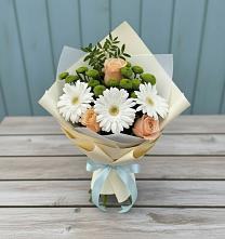 Букет цветов из:  Герберы, Розы и Хризантемы в Мартемьяново