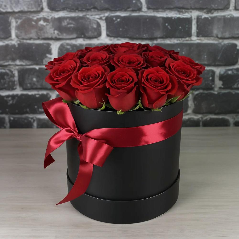 Цветочная композиция из Розы в шляпной коробке в Мартемьяново