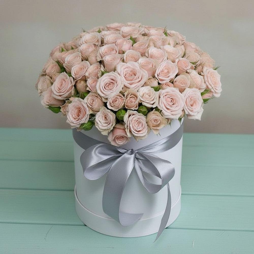 Цветочная композиция из Розы в шляпной коробке в Мартемьяново